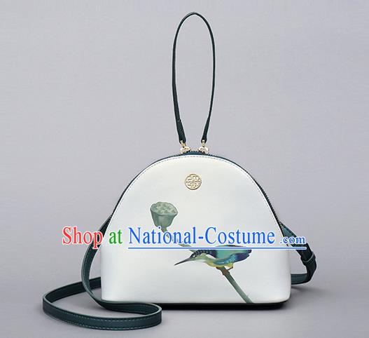 Traditional Handmade Asian Chinese Element Clutch Bags Shoulder Bag National Printing Shell Handbag for Women