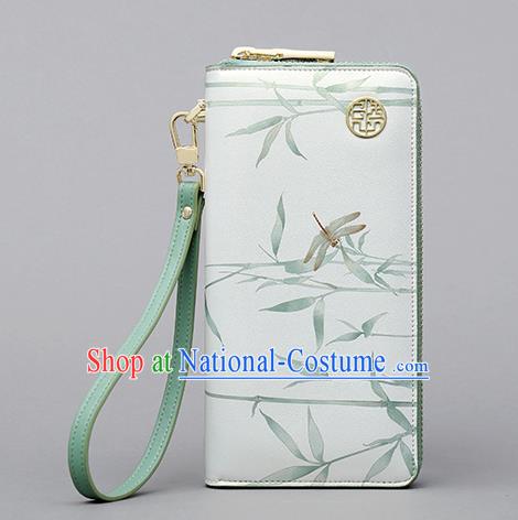 Traditional Handmade Asian Chinese Element Printing Bamboo Wallet National Handbag Purse for Women