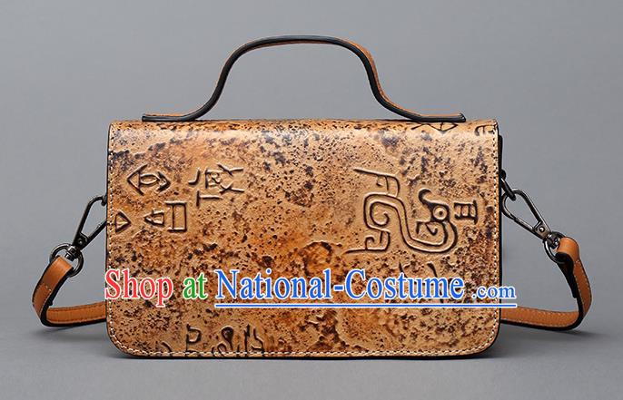 Traditional Handmade Asian Chinese Element Haversack Clutch Bags Shoulder Bag National Bronze Pattern Handbag for Women