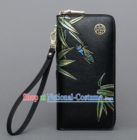 Traditional Handmade Asian Chinese Element Embroidery Bamboo Wallet National Handbag Purse for Women