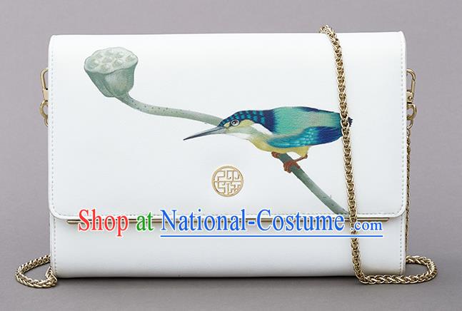 Traditional Handmade Asian Chinese Element Clutch Bags Shoulder Bag National Printing Chain Handbag for Women