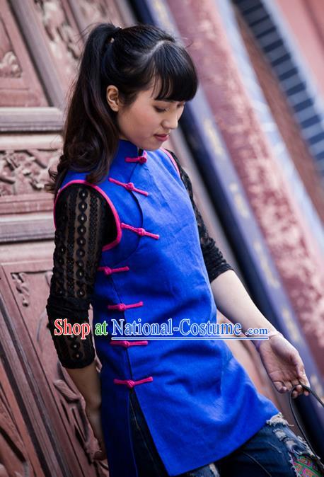 Traditional Chinese National Costume Cheongsam Vest, Elegant Hanfu Tang Suit Plated Buttons Waistcoat for Women