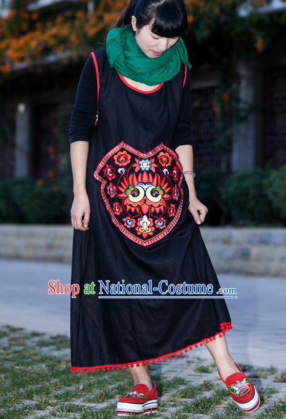 Traditional Ancient Chinese Miao Minority Embroidered Clothing Cheongsam Dress Hair Accessories Headwear for Women