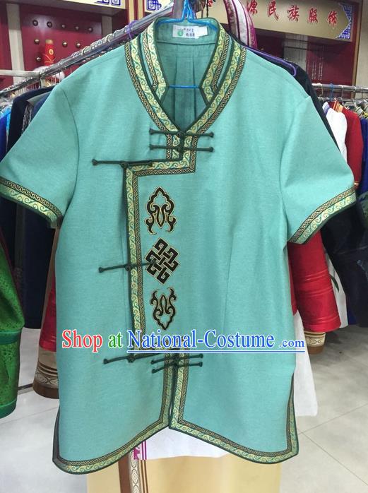 Traditional Chinese Mongol Nationality Dance Costume, Mongols Folk Dance Ethnic Blouse, Chinese Mongolian Minority Nationality Embroidery Shirt for Men