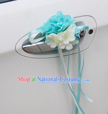 Top Grade Wedding Accessories Blue ang White Pincushion Decoration, China Style Wedding Car Ornament Flowers Bride Long Ribbon Garlands