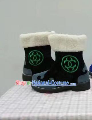 Traditional Chinese Minority Mongol Nationality Ethnic Minorities Children Mongolian Boots Black Boots for Kids