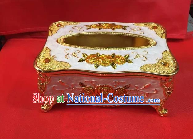 Traditional Handmade Chinese Mongol Nationality Crafts Golden Tissue Box, China Mongolian Minority Nationality Cloisonne Paper Holder