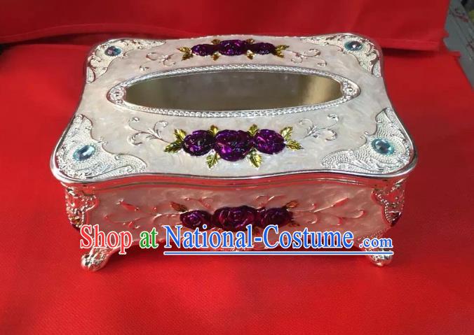 Traditional Handmade Chinese Mongol Nationality Crafts Tissue Box, China Mongolian Minority Nationality Cloisonne White Paper Holder