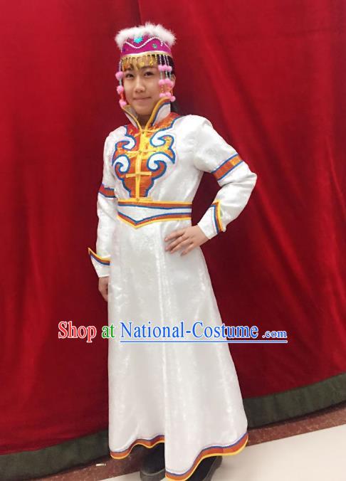 Traditional Chinese Mongol Nationality Dance Costume Mongols Folk Dance Pleated Skirt Mongolian Minority Costume and headwear