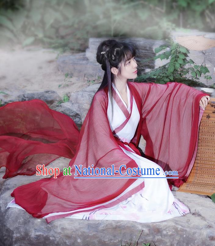 Traditional Ancient Chinese Costume Jin Dynasty Big Sleeve Cardigan Blouse and Dress, Elegant Hanfu Clothing Chinese Palace Princess Costume for Women