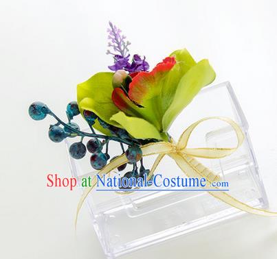 Top Grade Classical Wedding Bacca Silk Flowers,Groom Emulational Corsage Groomsman Brooch Flowers for Men