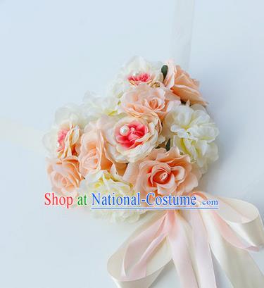 Top Grade Wedding Accessories Decoration, China Style Wedding Car Bowknot Champagne Rose Flowers Ribbon Garlands Ornaments