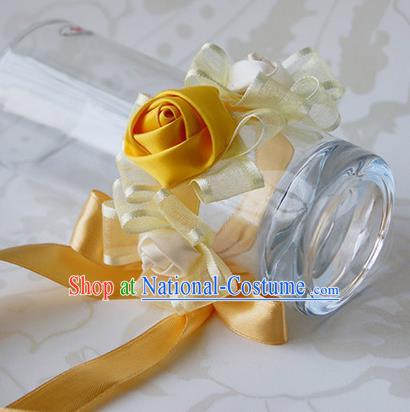 Top Grade Classical Wedding Ribbon Yellow Silk Flowers, Bride Emulational Wrist Flowers Bridesmaid Bracelet Flowers for Women