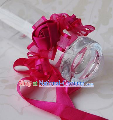 Top Grade Classical Wedding Ribbon Rosy Silk Flowers, Bride Emulational Wrist Flowers Bridesmaid Bracelet Flowers for Women