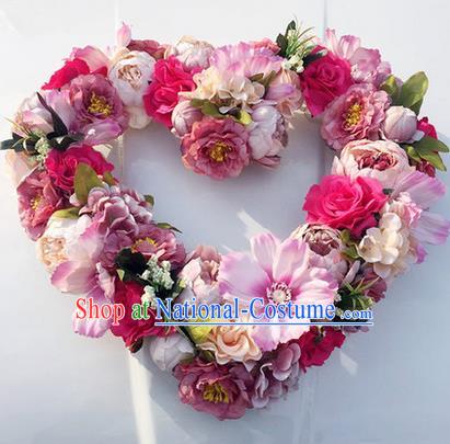 Top Grade Wedding Accessories Heart-shaped Decoration, China Style Wedding Car Ornament Flowers Floats