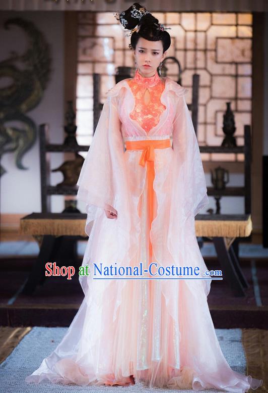 Traditional Ancient Chinese Imperial Princess Costume and Handmade Headpiece Complete Set, Chinese Ming Dynasty Peri Hanfu Dress Clothing for Women