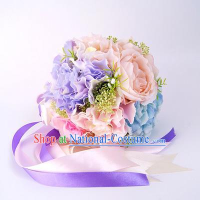 Top Grade Classical Wedding Silk Flowers, Bride Holding Emulational Flowers, Hand Tied Bouquet Flowers for Women