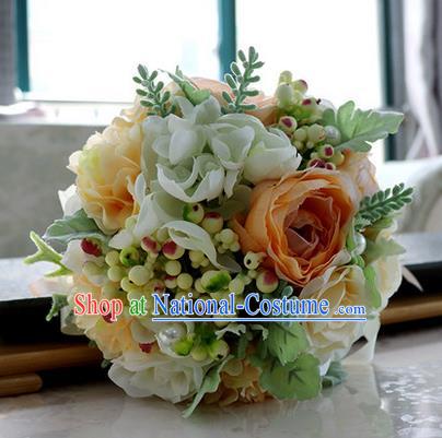 Top Grade Classical Wedding Silk Flowers, Bride Holding Emulational Flowers, Hand Tied Bouquet Flowers for Women