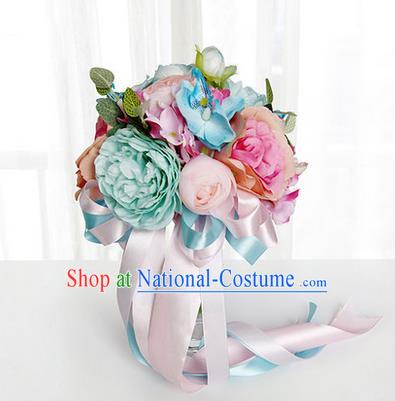 Top Grade Classical Wedding Extravagant Silk Flowers, Bride Holding Flowers Ball, Hand Tied Bouquet Flowers for Women