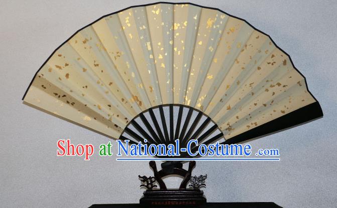 Traditional Chinese Handmade Crafts Xuan Paper Folding Fan, China Classical Art Paper Sensu Codiaeum Fan Hanfu Fans for Men