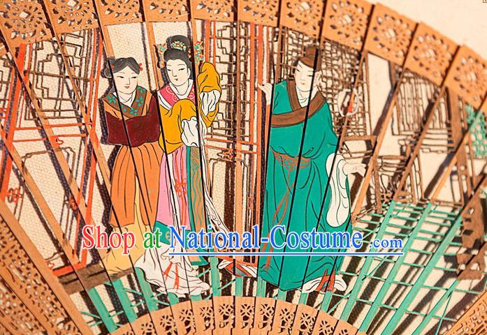 Traditional Chinese Crafts Folding Fan China Sensu Landscape Painting Calligraphy Silk Fan