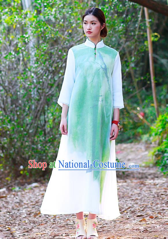 Traditional Ancient Chinese Young Women Cheongsam Dress Republic of China Tangsuit Stand Collar Blouse Dress Tang Suit Clothing for Women