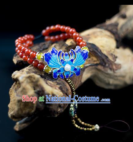 Traditional Chinese Accessories National Cloisonn Bracelet, China Ancient Agate Beads Bangle for Women