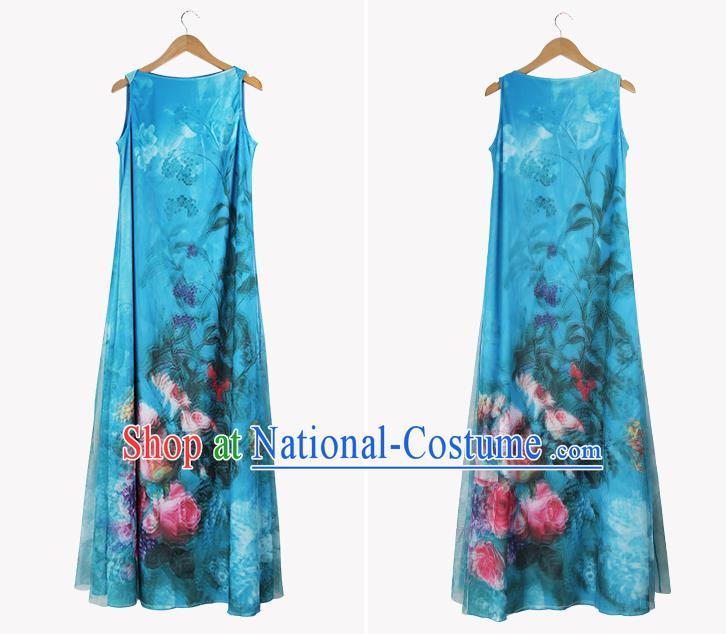 Traditional Ancient Chinese Young Women Cheongsam Dress Republic of China Tangsuit Stand Collar Blouse Dress Tang Suit Clothing for Women