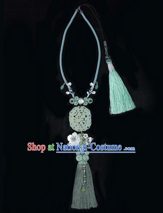 Traditional Chinese Jewelry Accessories Hsiuyen Jade Pendant Silk Tassel Waist Pendant for Women