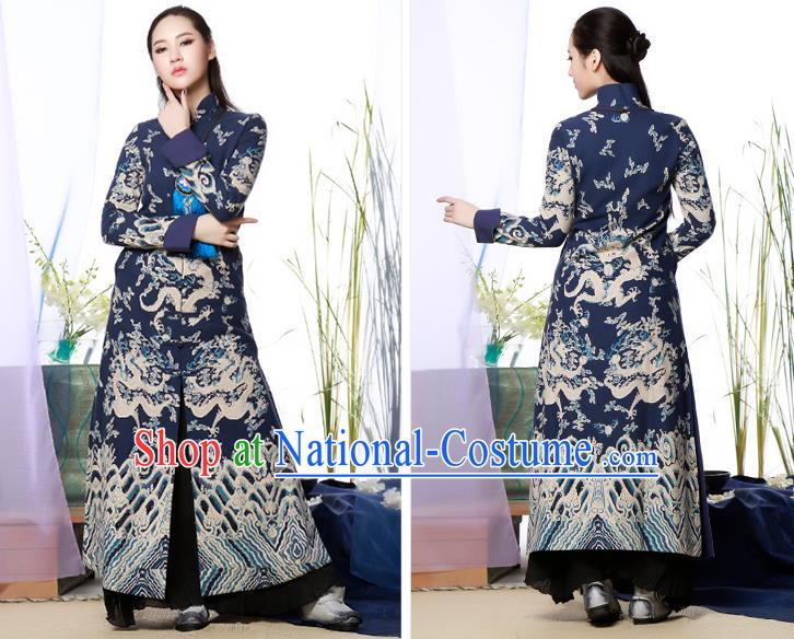 Traditional Ancient Chinese Young Women Cheongsam Dress Republic of China Tangsuit Stand Collar Blouse Dress Tang Suit Clothing for Women