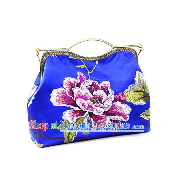 Traditional Chinese Accessories National Embroidery Blue Bags, China Shell Bag Handbag for Women