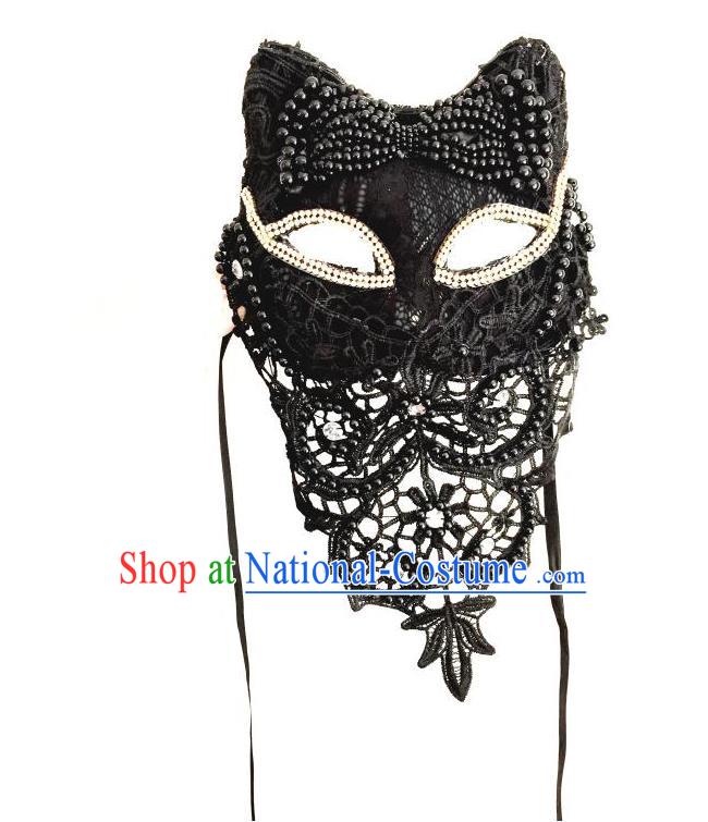 Top Grade Halloween Masquerade Accessories Beads Mask, Brazilian Carnival Fox Mask Veil for Women