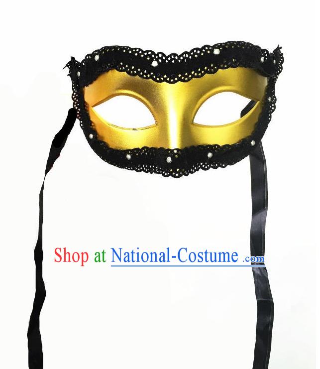 Top Grade Halloween Masquerade Ceremonial Occasions Handmade Model Show Crystal Golden Mask Headwear, Brazilian Carnival Lace Mask for Men