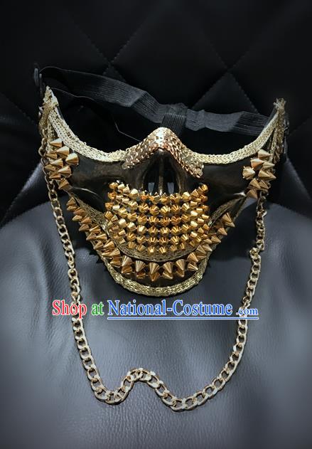 Top Grade Halloween Masquerade Ceremonial Occasions Handmade Model Show Gothic Rivet Mask for Men