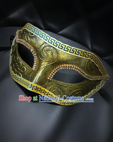 Top Grade Halloween Masquerade Ceremonial Occasions Handmade Model Show Golden Mask for Men