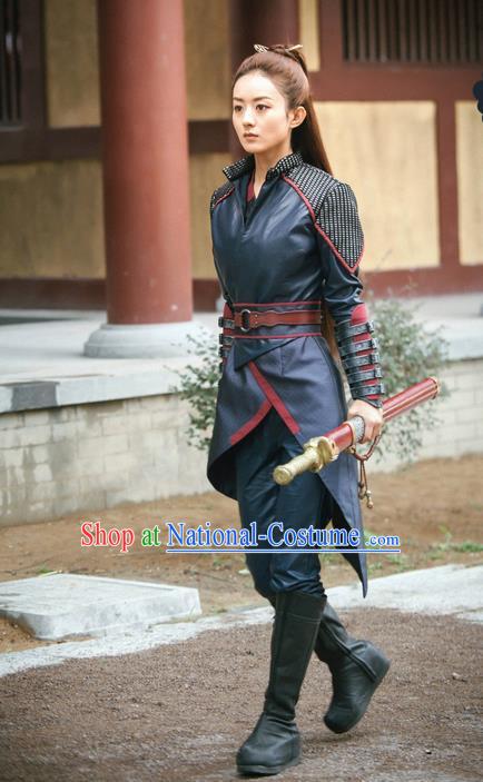 Traditional Ancient Chinese Female Assassin Clothing, Princess Agents Chinese Southern and Northern Dynasties Swordswoman Costume and Headpiece Complete Set