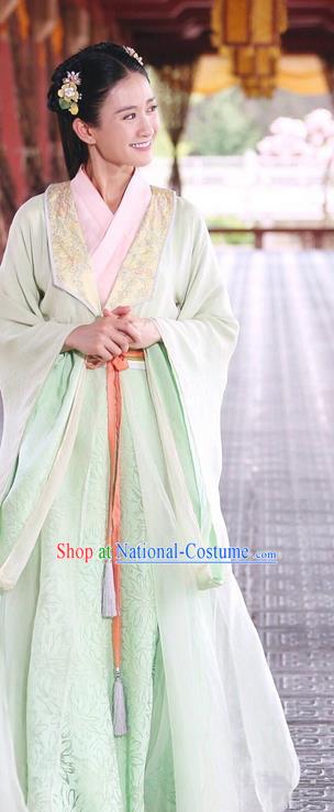 Traditional Ancient Chinese Young Lady Dress Clothing, Princess Agents Chinese Southern and Northern Dynasties Palace Lady Costume and Headpiece Complete Set