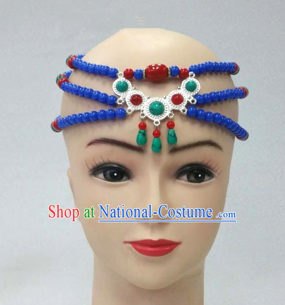 Traditional Handmade Chinese Mongol Nationality Handmade Beads Hair Accessories, China Mongols Mongolian Minority Nationality Headwear for Women