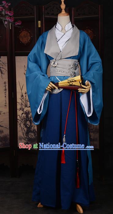 Chinese Ancient Cosplay Tang Dynasty Swordsman Clothing, Chinese Traditional Hanfu Robe Chinese Cosplay Knight Costume for Men