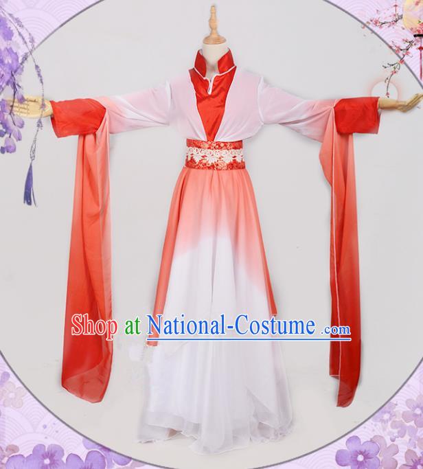 Chinese Ancient Cosplay Han Dynasty Fairy Costumes, Chinese Traditional Red Hanfu Dress Clothing Chinese Cosplay Princess Costume for Women