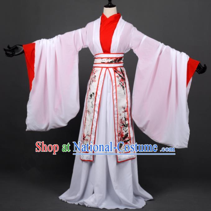 Chinese Ancient Cosplay Han Dynasty Fairy Costumes, Chinese Traditional Embroidery Plum Blossom Hanfu Dress Clothing Chinese Cosplay Princess Costume for Women