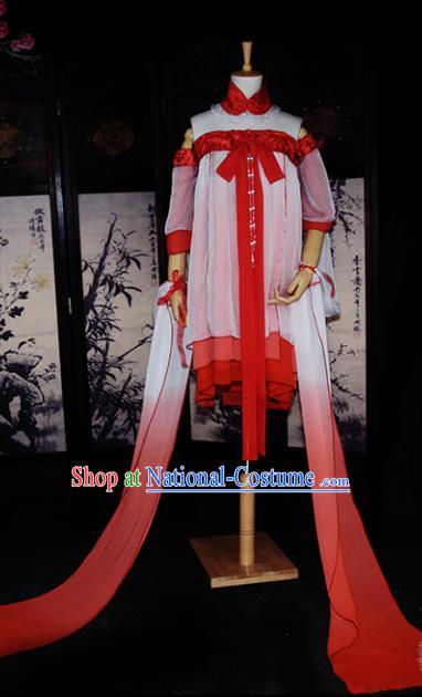 Chinese Ancient Cosplay Tang Dynasty Dunhuang Flying Apsaras Dance Dress, Chinese Traditional Hanfu Clothing Chinese Fairy Costume for Women