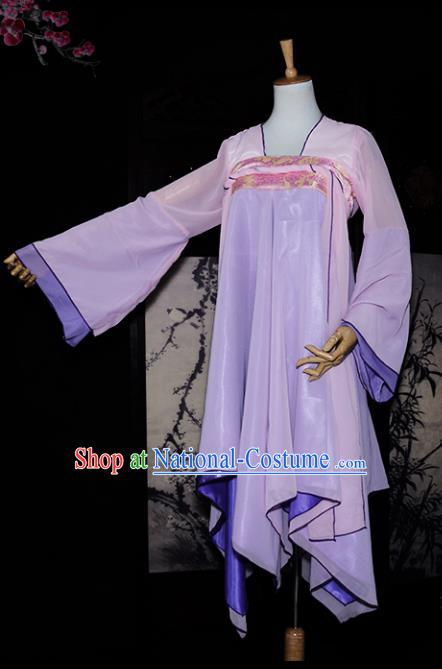 Chinese Ancient Cosplay Tang Dynasty Dunhuang Flying Apsaras Dance Purple Dress, Chinese Traditional Hanfu Clothing Chinese Fairy Costume for Women