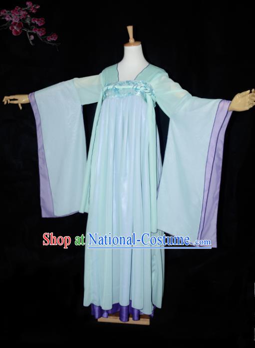 Chinese Ancient Cosplay Tang Dynasty Princess Fairy Green Dress, Chinese Traditional Hanfu Clothing Chinese Palace Lady Costume for Women