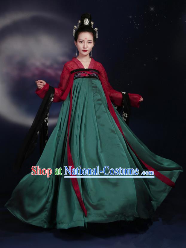 Traditional Ancient Chinese Tang Dynasty Imperial Concubine Costume Embroidery Elegant Hanfu Clothing, Chinese Palace Lady Dance Dress for Women