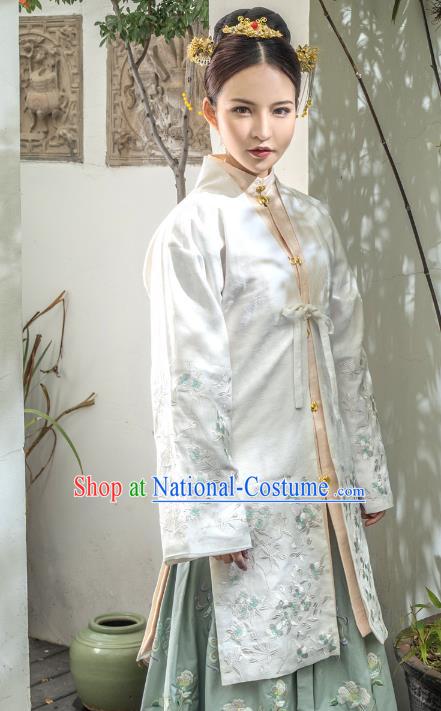 Traditional Ancient Chinese Ming Dynasty Noblewoman Costume Embroidery BeiZi Cloak, Chinese Palace Lady Cardigan Dress Upper Outer Garment for Women