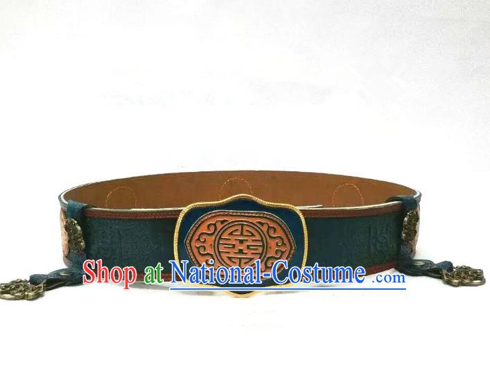 Traditional Handmade Chinese Mongol Nationality Handmade Leather Belts, China Mongols Mongolian Minority Nationality Waistband