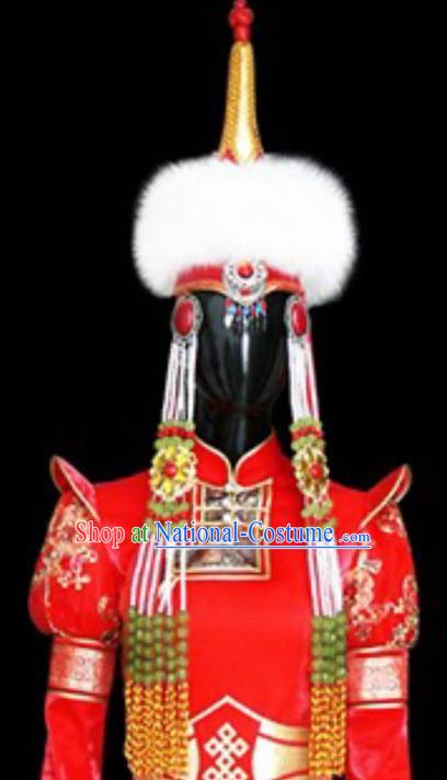 Traditional Handmade Chinese Mongol Nationality Handmade Princess Hat, China Mongols Mongolian Minority Nationality Wedding Headwear for Women