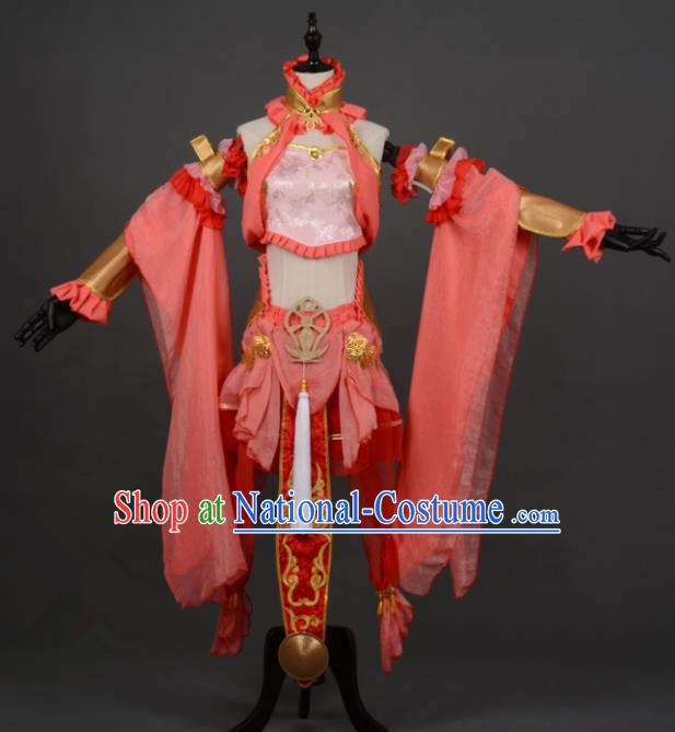 Chinese Ancient Cosplay Tang Dynasty Chivalrous Lady Red Dress, Chinese Traditional Hanfu Clothing Chinese Princess Fairy Costume for Women