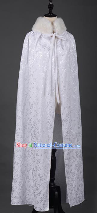 Chinese Ancient Cosplay Tang Dynasty Chivalrous Girls White Cloak, Chinese Traditional Hanfu Clothing Chinese Fairy Cape for Women